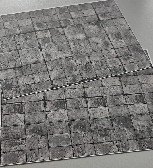 Set of 2 Decor Sheets: Weathered Concrete Slab Floor in H0 Scale