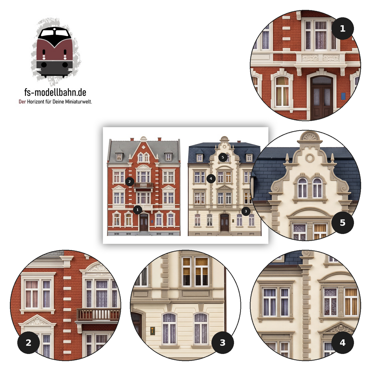 Model Railway Backdrop Set of 2 Stickers Wilhelminian-Era Building Facades H0 Scale 1:87