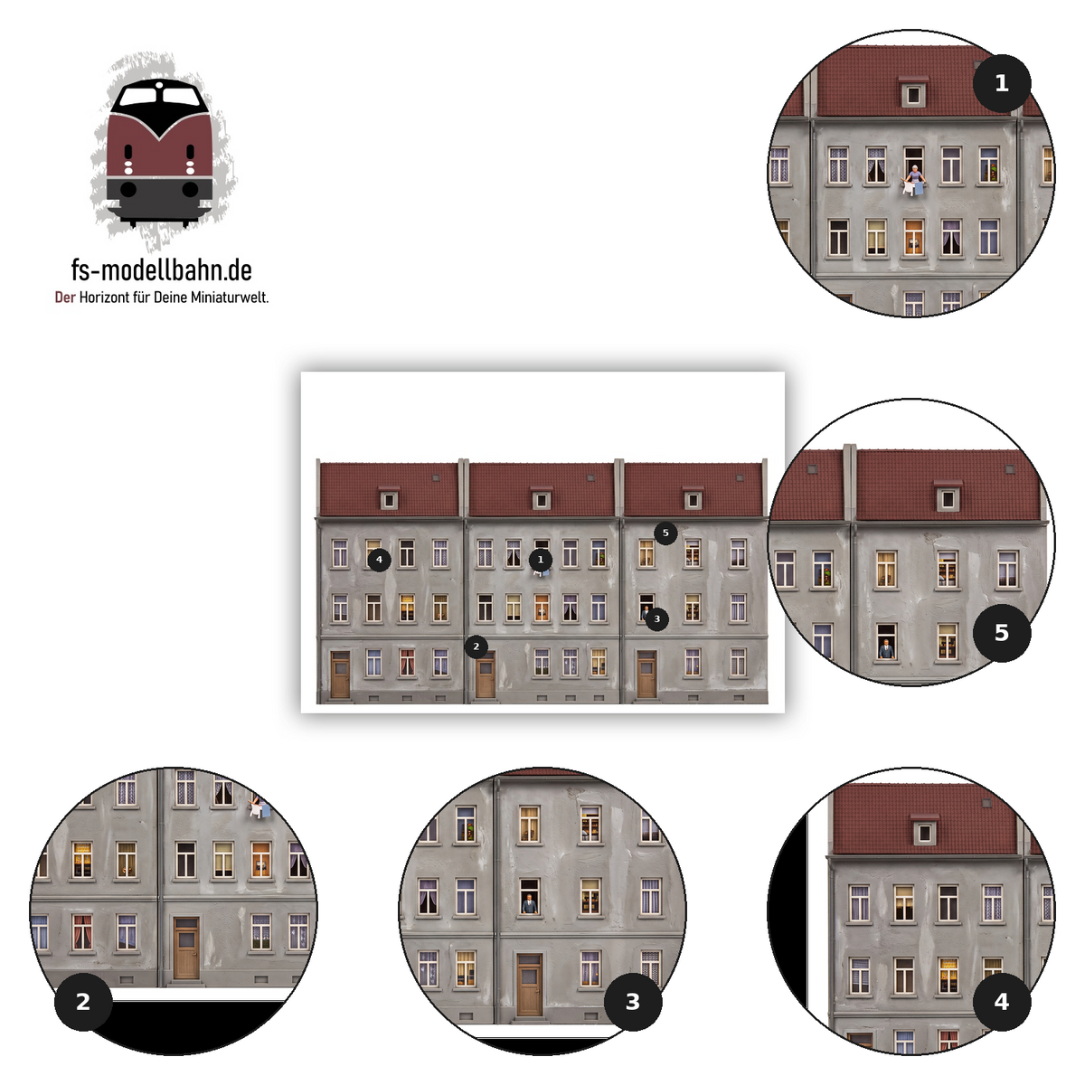 Modellbahnhintergrund 3er Set Aufkleber Gebäuderückseiten Spur H0 1zu87