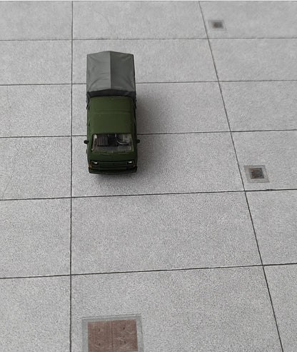 2er Set Dekorbögen Betonplattenboden für Kasernen und Gewerbe in Spur H0