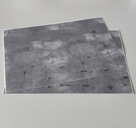 2-piece Decorative Sheets dark asphalt with cracks and patches in H0 gauge