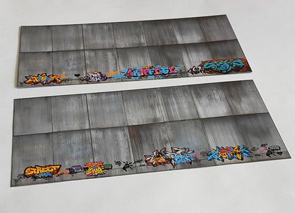 Dekorbögen moderne Betonwand mit Graffiti Set 1 Spur H0 13,8cm x 29,7cm