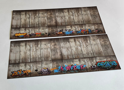 Dekorbögen gealterte Betonwand mit Graffiti Set 2 Spur H0 13,8cm x 29,7cm