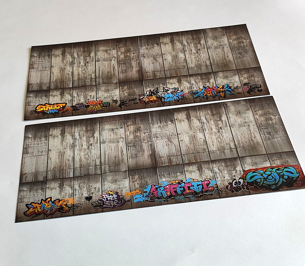 Dekorbögen gealterte Betonwand mit Graffiti Set 2 Spur H0 13,8cm x 29,7cm | DB00000058