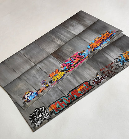 Dekorbögen moderne Betonwand mit Graffiti Set 2 Spur H0 13,8cm x 29,7cm