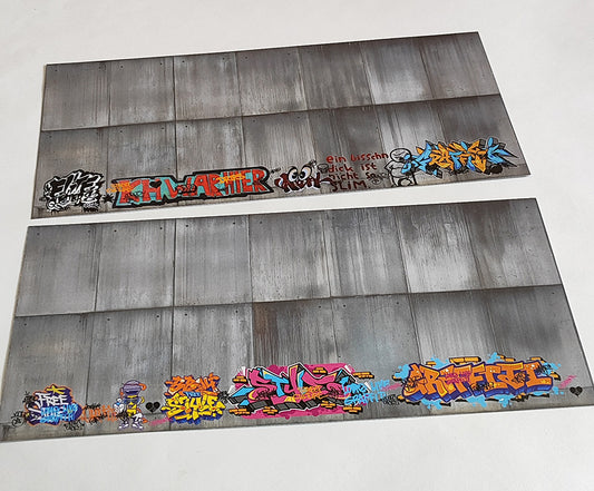 Dekorbögen moderne Betonwand mit Graffiti Set 2 Spur H0 13,8cm x 29,7cm | DB00000053