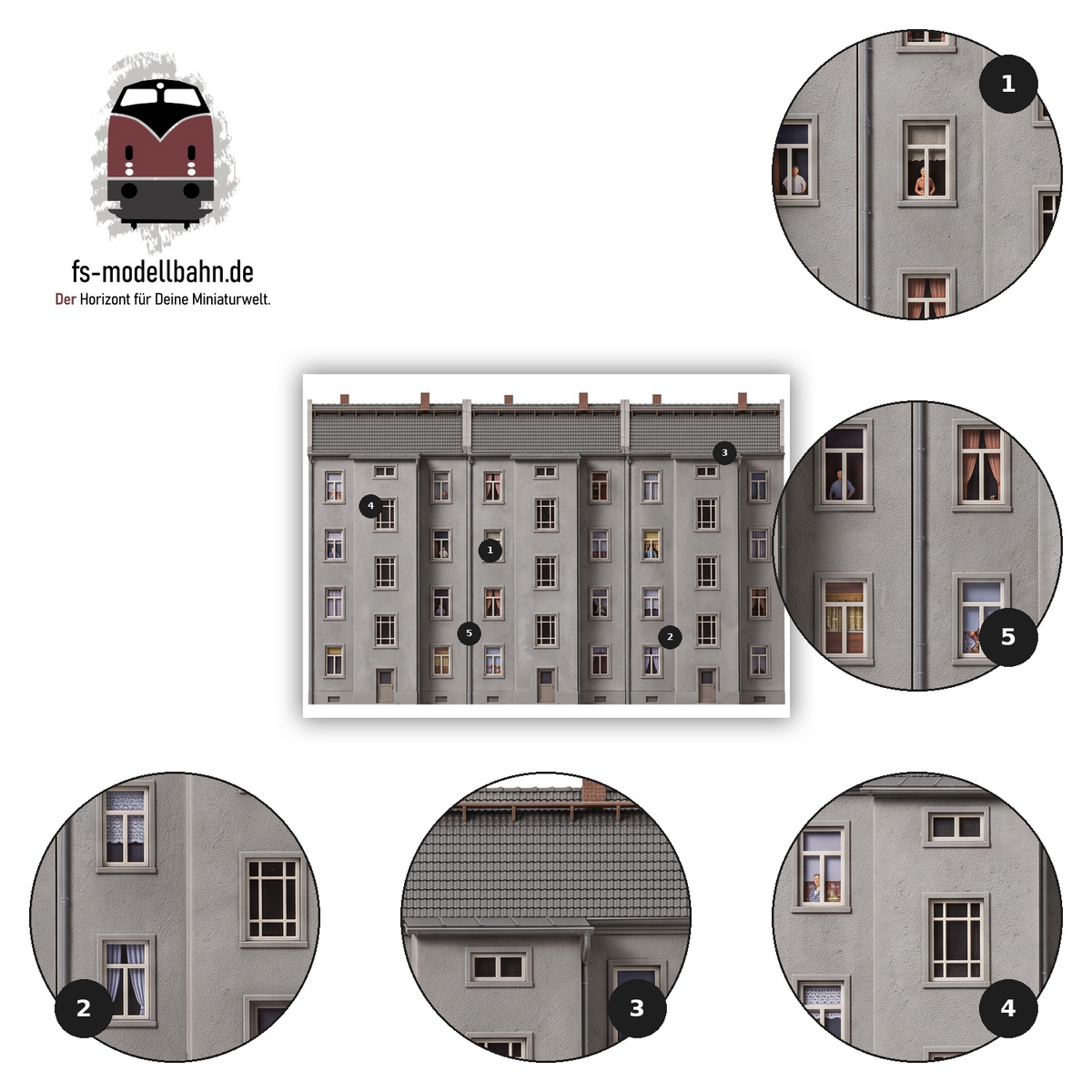 Modellbahnhintergrund 3er Set Aufkleber Gebäuderückseiten Spur H0 1zu87