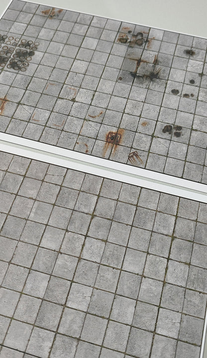 2er Set Dekorbögen stark gealterter Betonplattenboden für Gewerbegelände in Spur N
