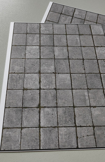 2er Set Dekorbögen Betonplattenboden quadratische Platten Spur H0