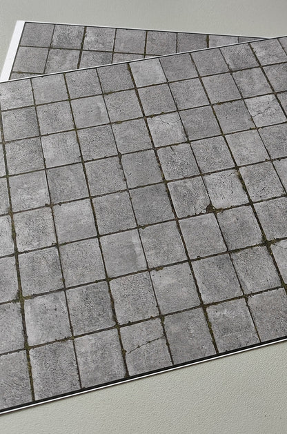 2er Set Dekorbögen Betonplattenboden quadratische Platten Spur H0