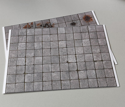 2er Set Dekorbögen Betonplattenboden quadratische Platten Spur H0
