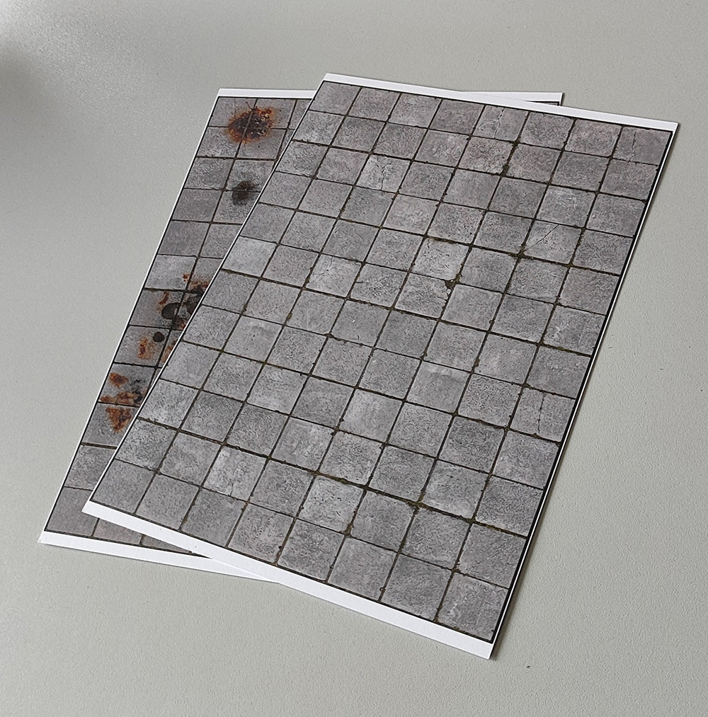 2er Set Dekorbögen Betonplattenboden quadratische Platten Spur H0 | DB00000069