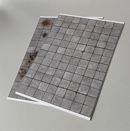 2er Set Dekorbögen Betonplattenboden quadratische Platten Spur H0