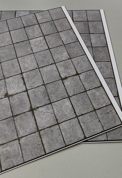 2er Set Dekorbögen Betonplattenboden quadratische Platten Spur H0