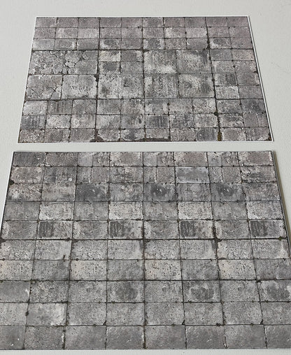 2er Set Dekorbögen verwitterter Betonplattenboden in Spur N