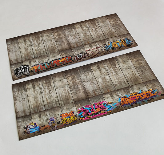 Dekorbögen gealterte Betonwand mit Graffiti Set 1 Spur H0 13,8cm x 29,7cm | DB00000057