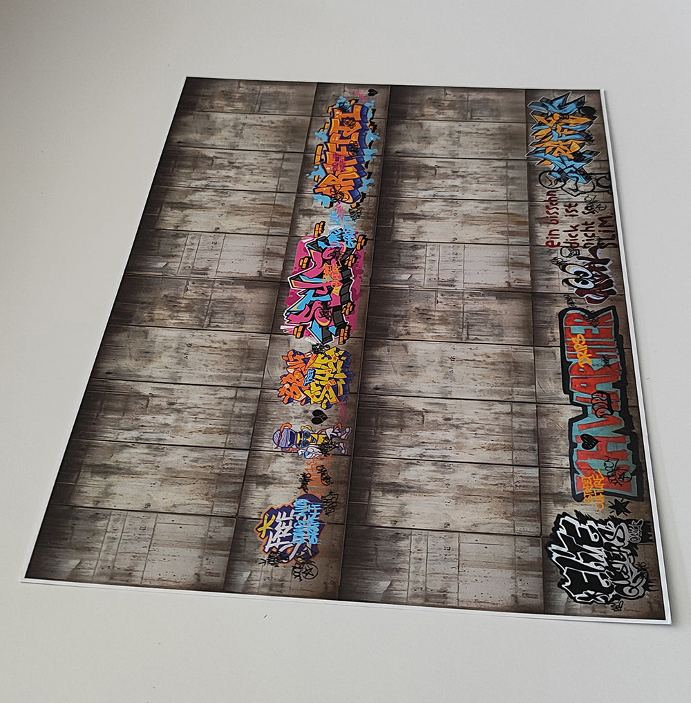 Dekorbögen Betonwand mit Graffitis Spur H0 für Rampen und Wände | DB00000060