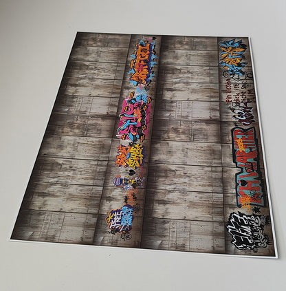 Dekorbögen Betonwand mit Graffitis Spur H0 für Rampen und Wände