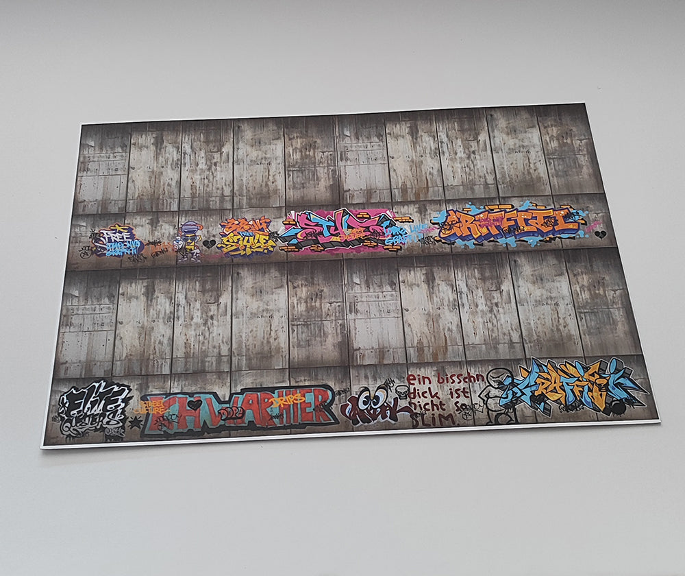 Dekorbögen Betonwand mit Graffitis Spur H0 für Rampen und Wände | DB00000060