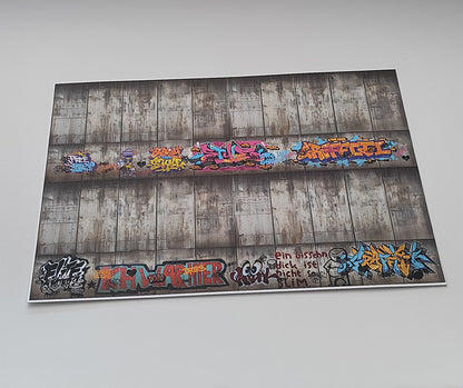 Dekorbögen Betonwand mit Graffitis Spur H0 für Rampen und Wände