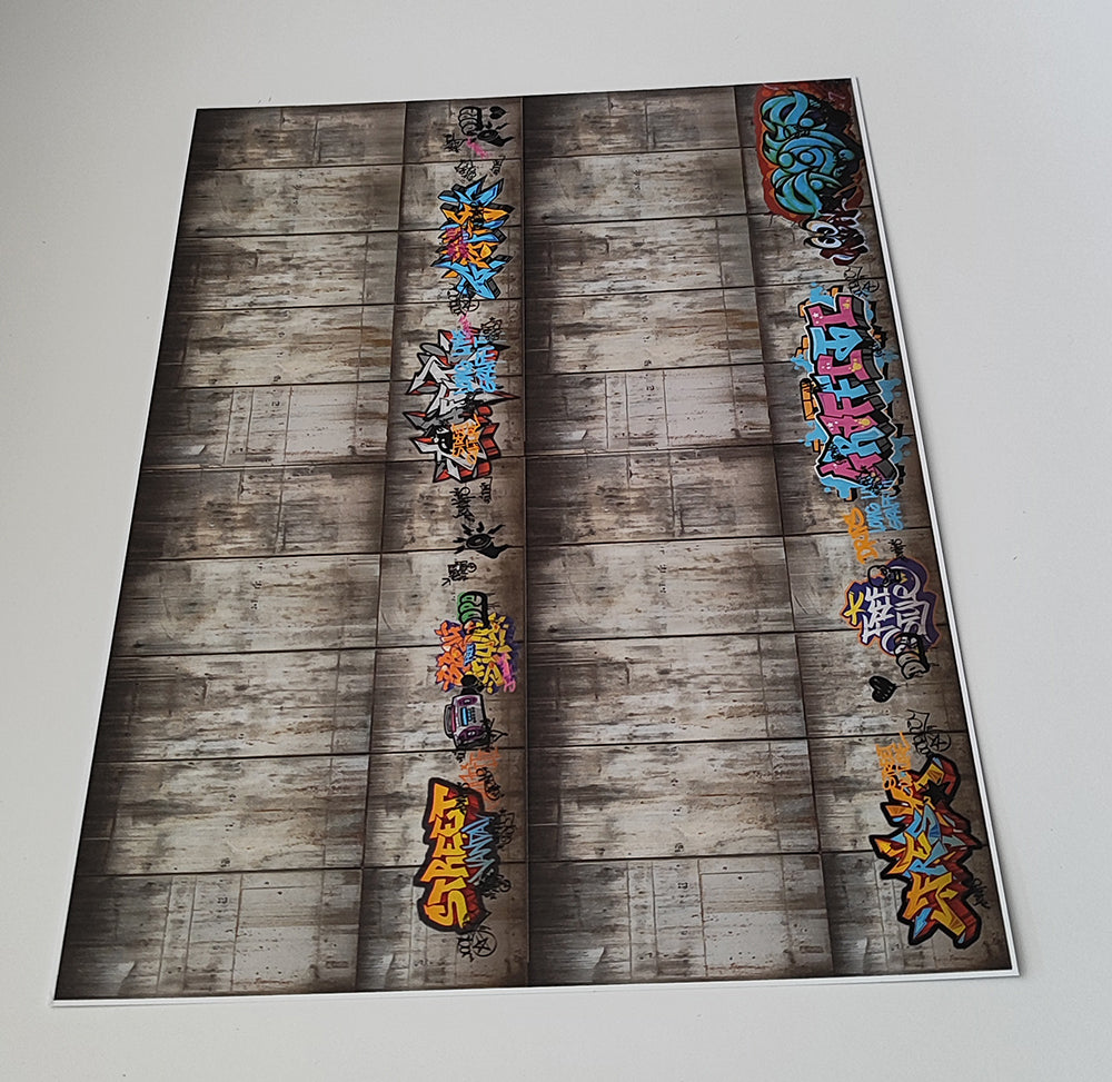 Dekorbögen Betonwand mit Graffitis Spur H0 für Rampen und Wände | DB00000060