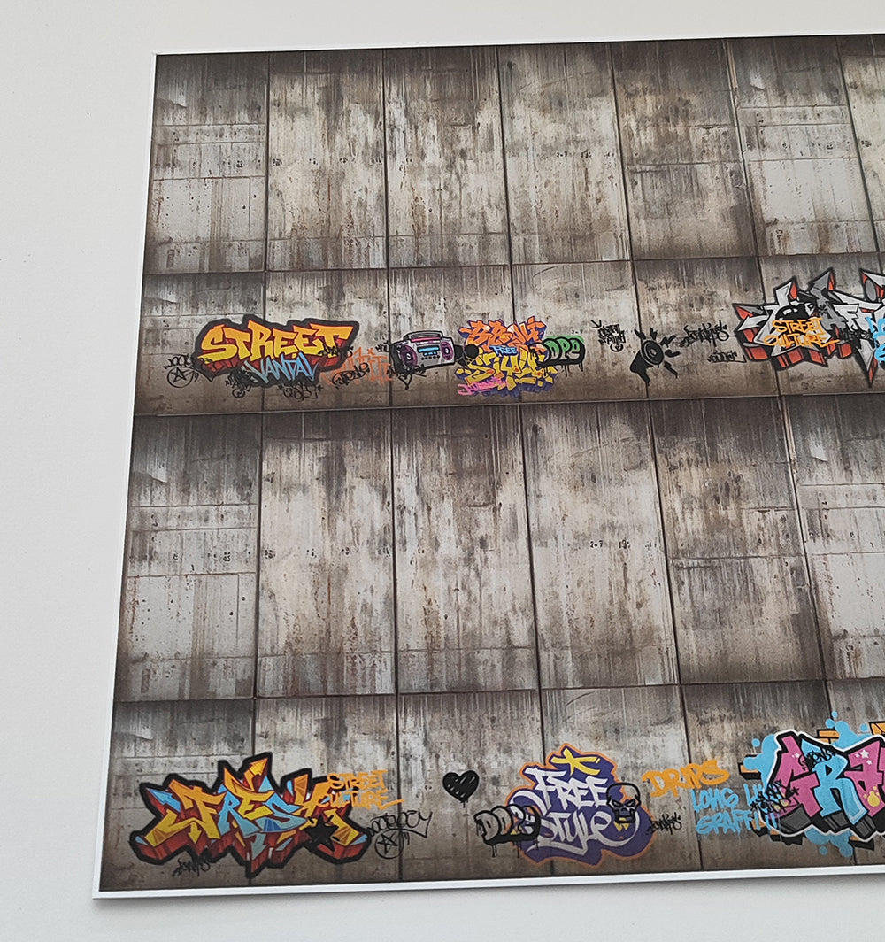 Dekorbögen Betonwand mit Graffitis Spur H0 für Rampen und Wände | DB00000060