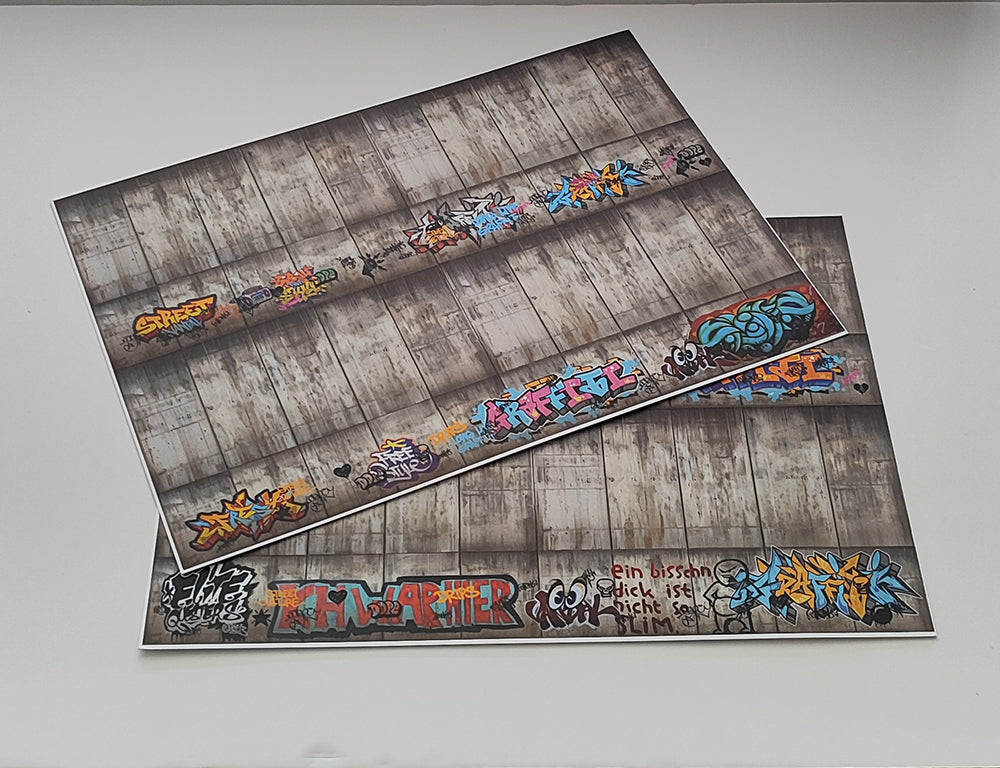Dekorbögen Betonwand mit Graffitis Spur H0 für Rampen und Wände | DB00000060