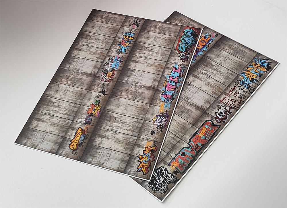 Dekorbögen Betonwand mit Graffitis Spur H0 für Rampen und Wände | DB00000060