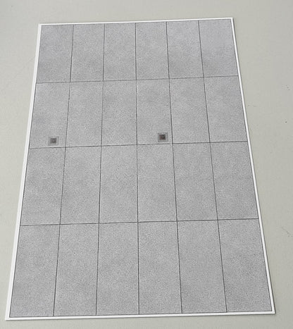 2er Set Dekorbögen Betonplattenboden für Kasernen und Gewerbe in Spur H0