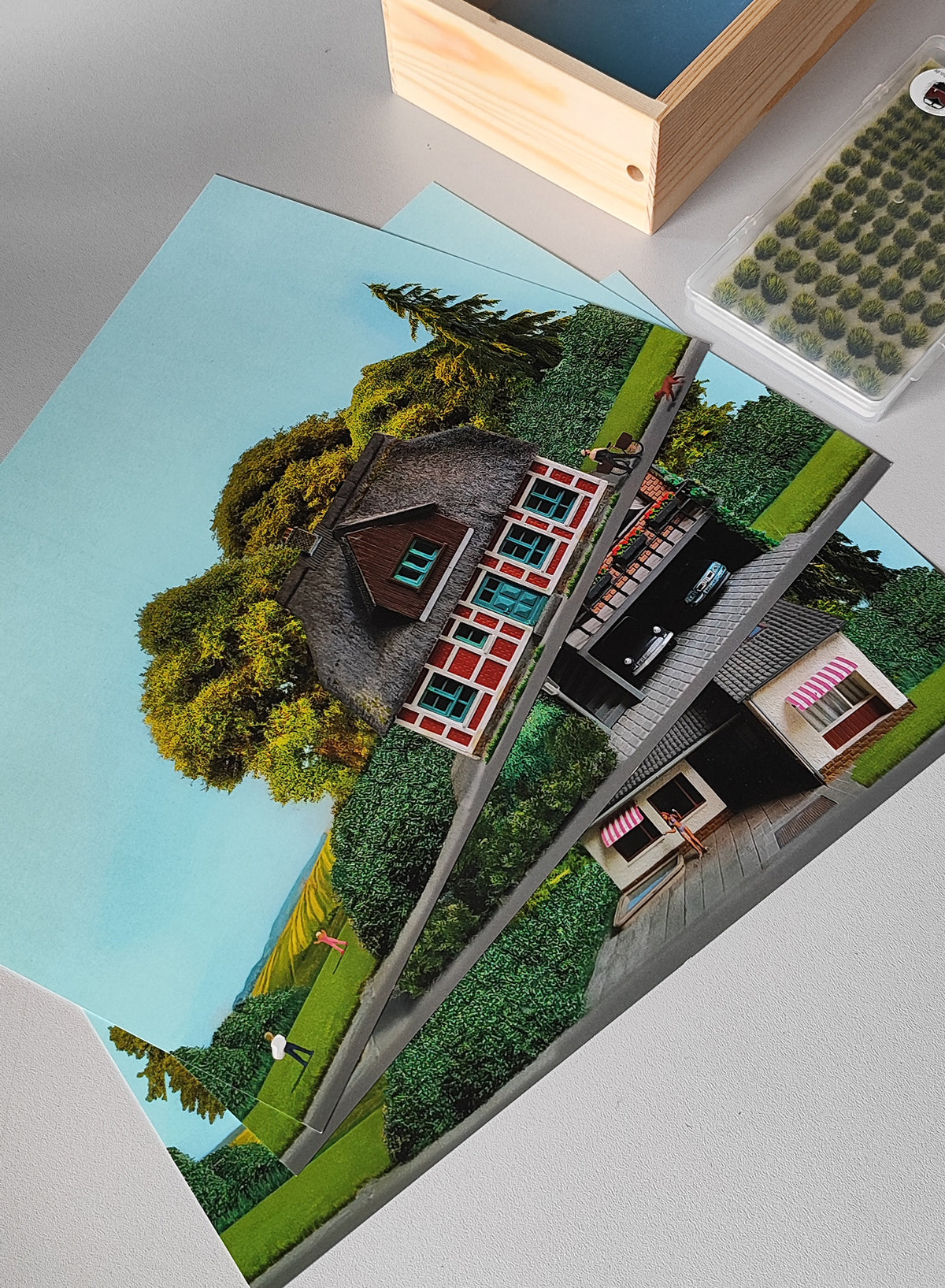 Scenarium Dioramabox inkl. Landschaftszubehör und Hintergründen Spurweite H0