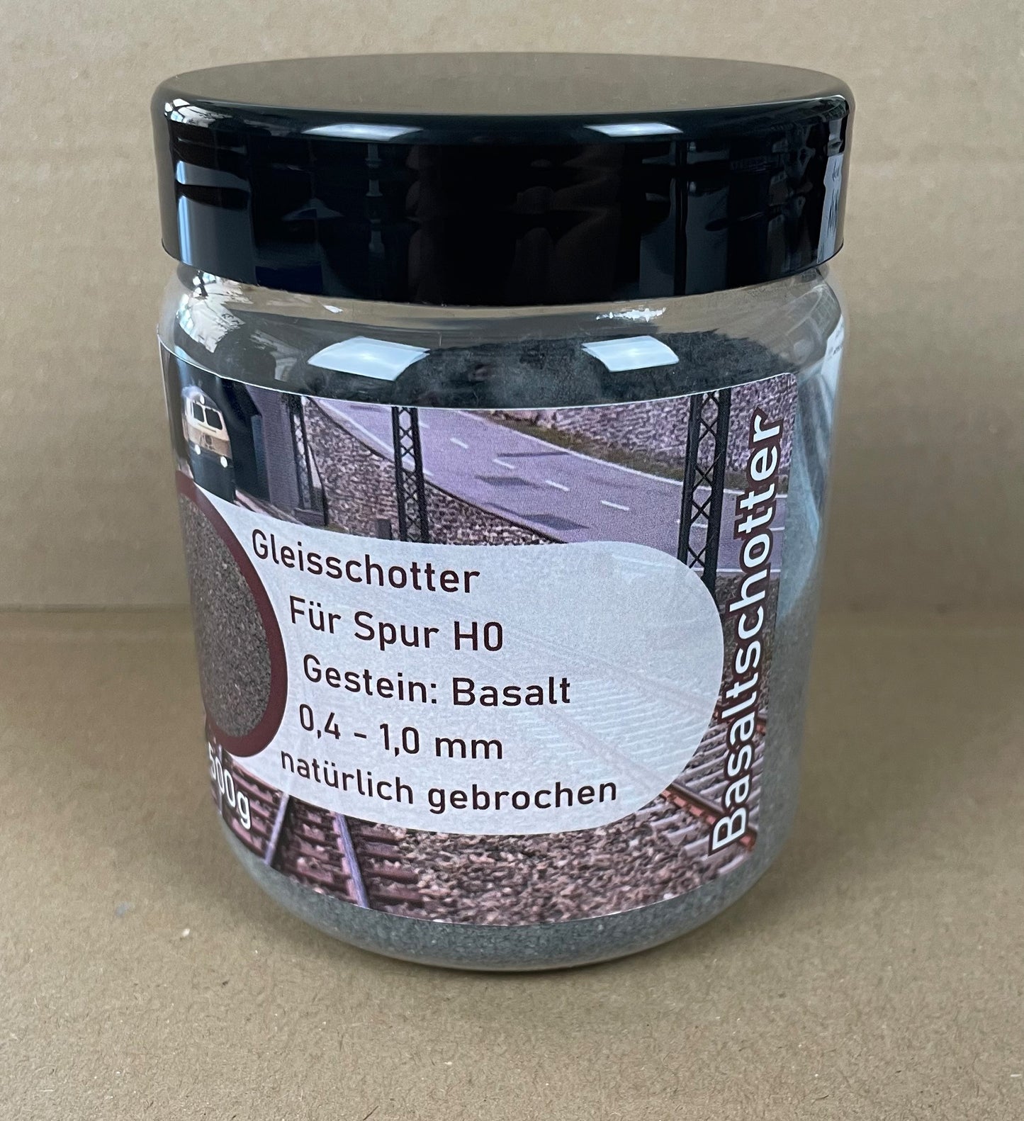 Basalt Gleisschotter 500g Dose – ideal für das Märklin C-Gleis | LZ00000049