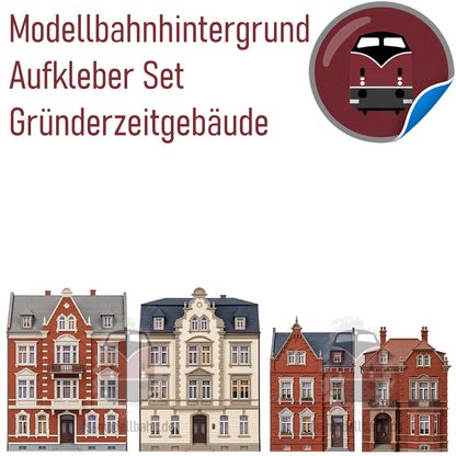 Model Railway Backdrop Set of 2 Stickers Wilhelminian-Era Building Facades H0 Scale 1:87