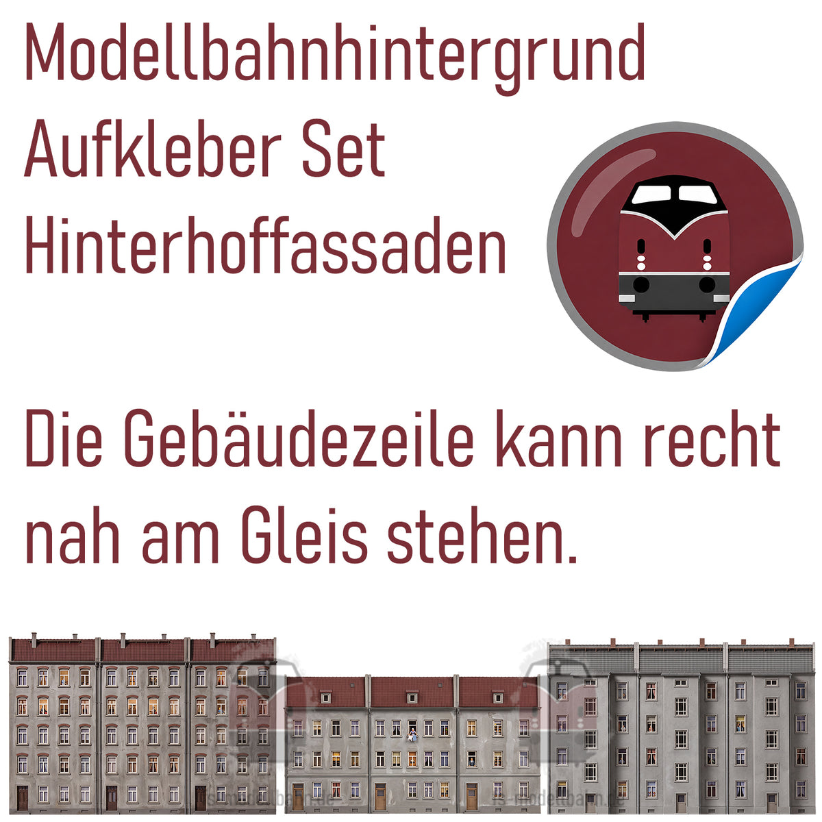 Modellbahnhintergrund 3er Set Aufkleber Gebäuderückseiten Spur H0 1zu87