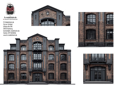 Modellbahnhintergrund zu Lofts umgebautes Industriegebäude Spur H0 1zu87 zum Download