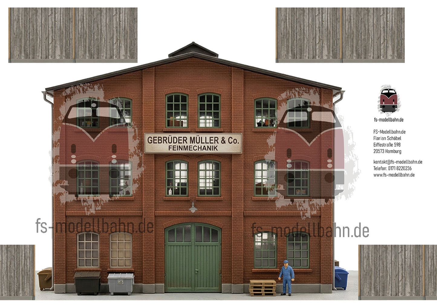 Modellbahnhintergrund Gebrüder Müller Feinmechanik Spur H0 1zu87 KM00000094