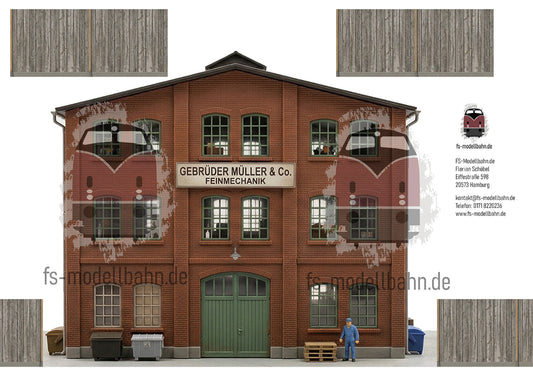 Modellbahnhintergrund Gebrüder Müller Feinmechanik Spur H0 1zu87 KM00000094