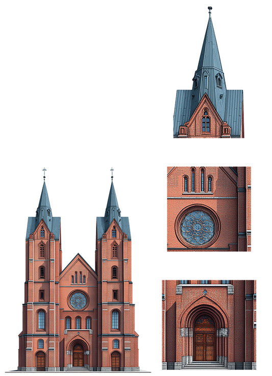 Modellbahnhintergrund Gotische Großstadtkirche 40 cm hoch 25 cm breit Spur H0 1zu87 zum Download