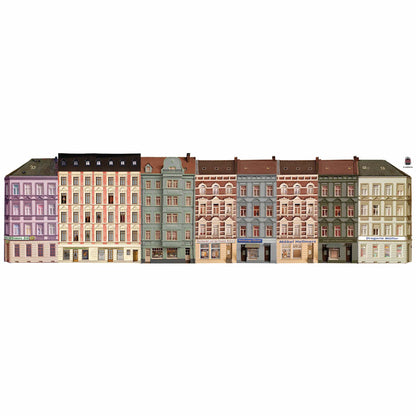 Model Railway Backdrop Old Town Facade Fronts Set of 3, Set 2, H0 Scale 1:87