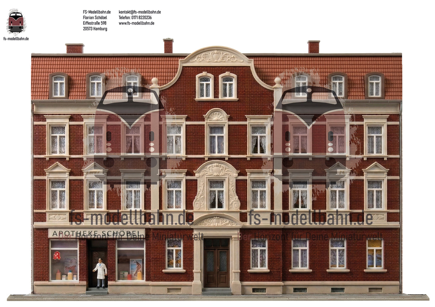Modellbahnhintergrund 2er Set Gründerzeit Mehrfamlilienhäuser für Stadt Spur H0 1zu87 KM00000082