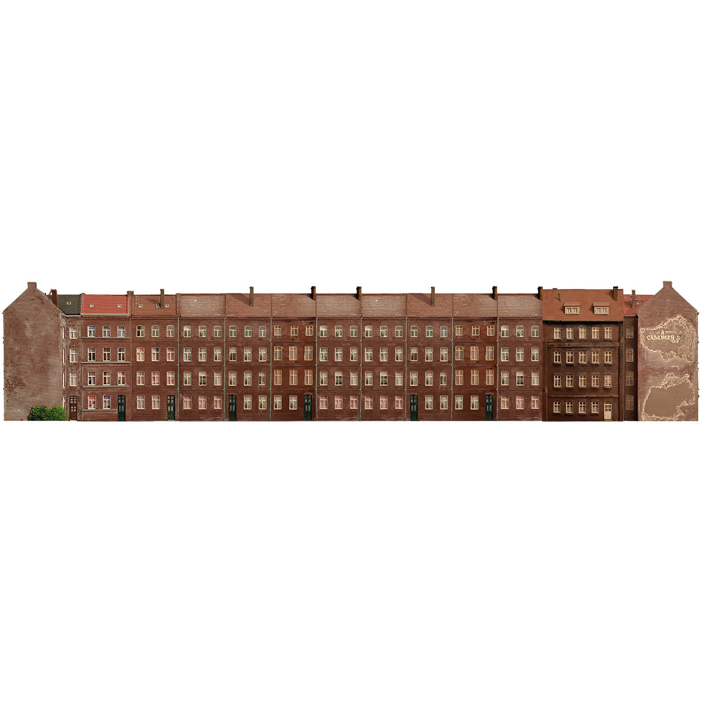 Model railway background 60s 3 apartment buildings as a set for gauge H0 1:87