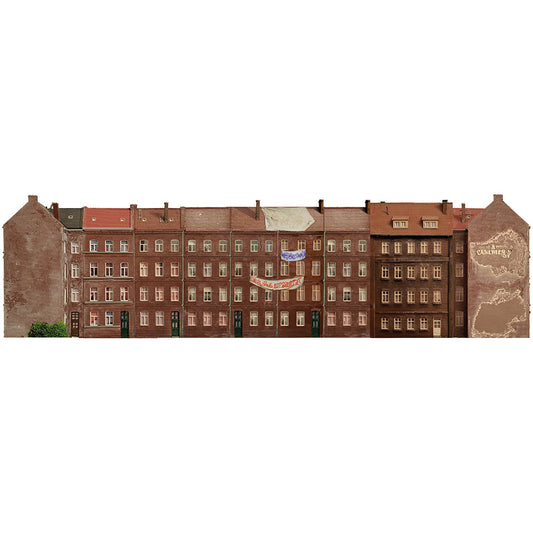Modellbahnhintergrund Hinterhofgebäude 3er Set mit Hausbesetzung Spur H0 1zu87 | KM00000001