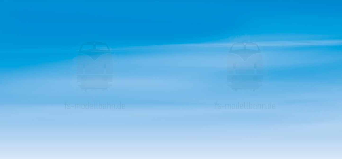 Modellbahnhintergrund blauer Himmel mit Kondensstreifen und Jets sowie Nebel Spur H0