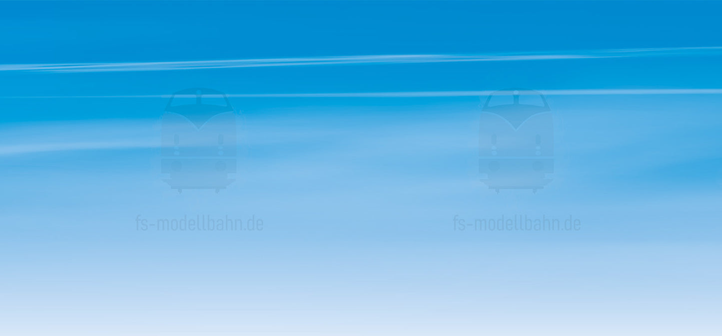 Modellbahnhintergrund blauer Himmel mit Kondensstreifen und Jets sowie Nebel Spur H0
