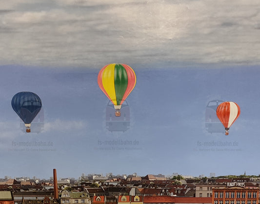 Heißluftballons als Ergänzung zu jedem Modellbahnhintergrund Spur H0 1zu87| KM00000101
