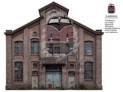 Model Railway Background Vacant Industrial Building H0 Scale 1:87 for Download