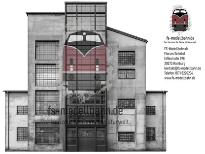 Model Railway Background Grey Industrial Building H0 Scale 1:87 for Download
