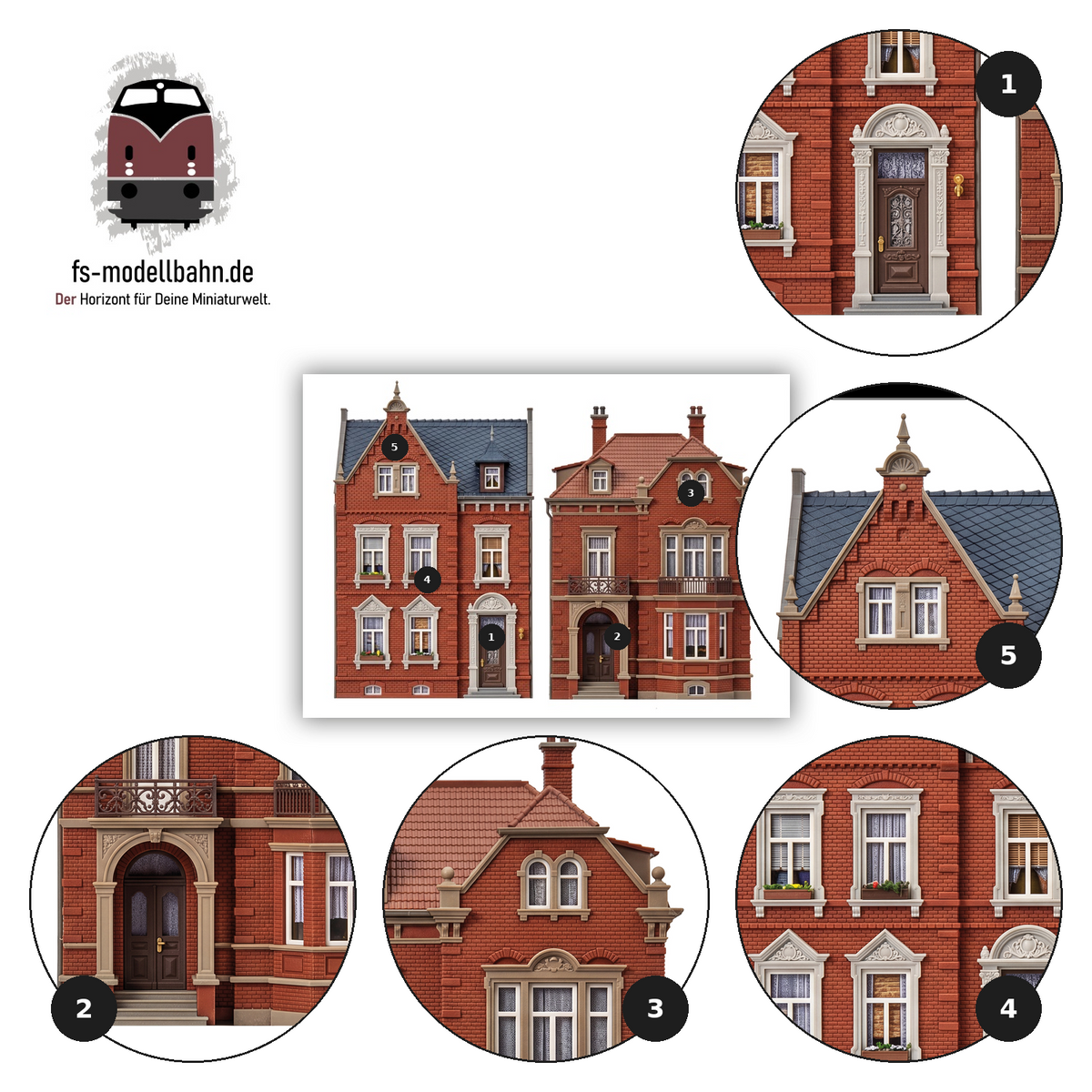 Model Railway Backdrop Set of 2 Stickers Wilhelminian-Era Building Facades H0 Scale 1:87