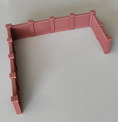 Ziegelmauern für Gewerbe oder BW 10 Module + Eckpfeiler Spur H0