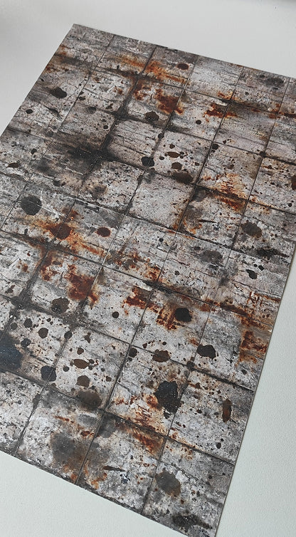 2er Set Dekorbögen Betonplattenboden mit drastischen Alterungen Spur H0