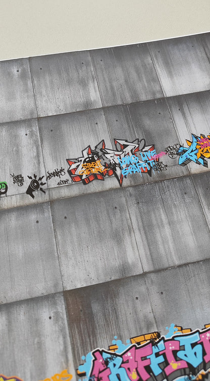 Dekorbögen moderne Betonwand mit Graffiti Spur H0 für Rampen und Wände